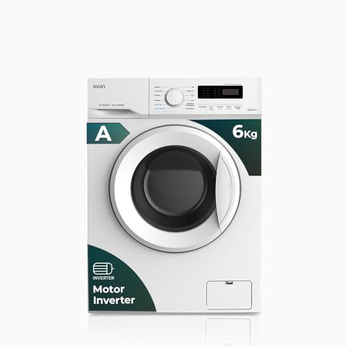 Svan Lavadora 6Kg Carga Frontal Blanco SL6002AIDV. 1500W, 1000rpm, 12 Programas, Función Stop&Go, Clase de Eficiencia Energética A