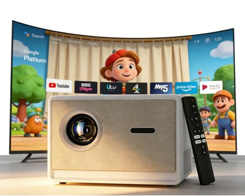 Projector with WiFi and Bluetooth｜3 Years Protection｜2000ANSI Native 1080P/4K Supported｜Short Throw Projecto for Home & Outdoor｜Built-in Apps