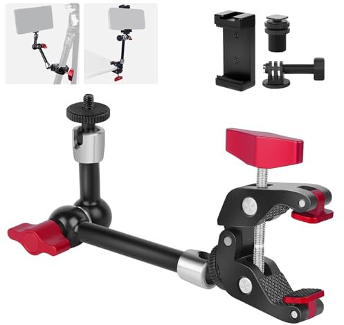 Mechrig 9 Articulating Magic Arm with Super Clamp, Magic Arm Camera Mount with Crab Clamp, Desk & Tube Camera Arm Friction Arm for DSLR Action Camera Monitor Video Light, Max. Load 5.5lbs (SY008)