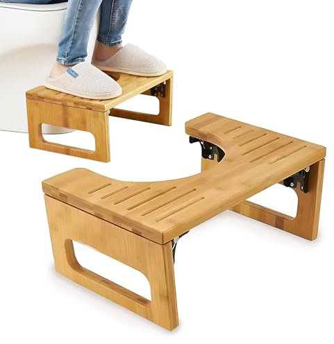 Klappbar Toilettenhocker Aus Bambus, WC Hocker Für Erwachsene, Rutschfester Squatty Potty Hocker, Klohocker Für Entlasten Sie Den Darm Und Lindern Sie Verstopfung Und Blähungen, A