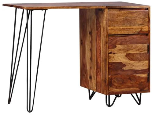 Woonisher Schreibtisch mit 1 Schublade und 1 Schrank Massivholz Akazie Schreibtisch mit stauraum Regal sekretär