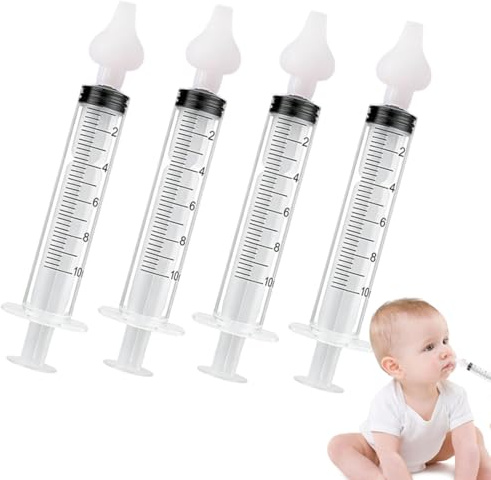 Androxeda 4 Pcs Siringa Per Lavaggi Nasali Bambini 10 Ml, Irrigazione Nasale Riutilizzabile Portatile Aspiratore Nasale, Per Neonati Y Bambini