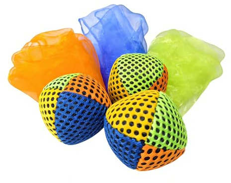 Everfizz Juggling Balls and Scarves for Beginners, Non-Slip Mesh Juggling Set with Multiple Colors, Ideal for Hand-Eye Coordination Training & Multi-Scene Entertainment (Colorful)