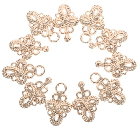 LIFKOME Botones de Vástago de Metal Vintage para Ropa Tradicional China, 10 Piezas, Cierres de Rana Hanfu, Botones de Tela Decorativos para Chaquetas y Vestidos Formales, Accesorios