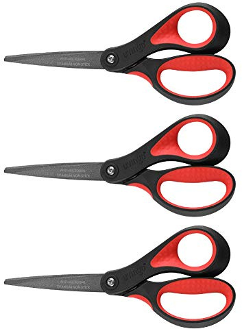 LIVINGO 8 Premium Scissors for Office, Multipurpose Titanium Non-Stick Craft Scissors for DIY, Sharp Stainless Steel Blades Comfort Grip, 3 Pack