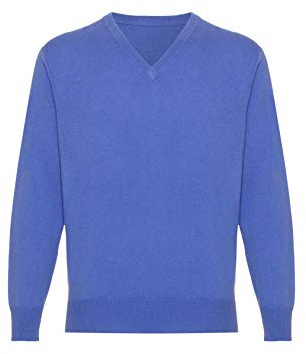 Lona Scott Kaschmir Pullover Herren, V Ausschnitt Elektrisches Blau X-Large