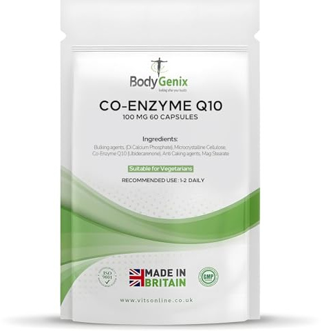 Bodygenix Coenzyme Q10 100mg Capsules - Active Antioxidant Care - 60 Caps