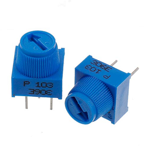 BOJACK 10K Ohm Trimmerpotentiometer mit Knopf P103 3 Klemmenstift Blaue variable Widerstände (Packung mit 10 Stück)
