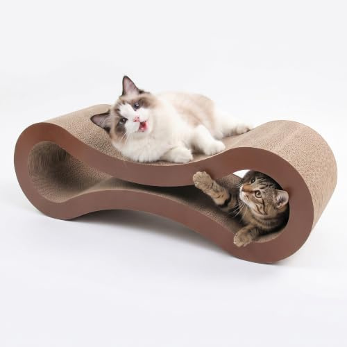 Large Cardboard Cat Scratcher Pad for Indoor Cats 67 x 26 x 22 CM, Cat Scratching Lounge Bed with Catnip For Small Medium or Large Cats Non-Toxic & Durable