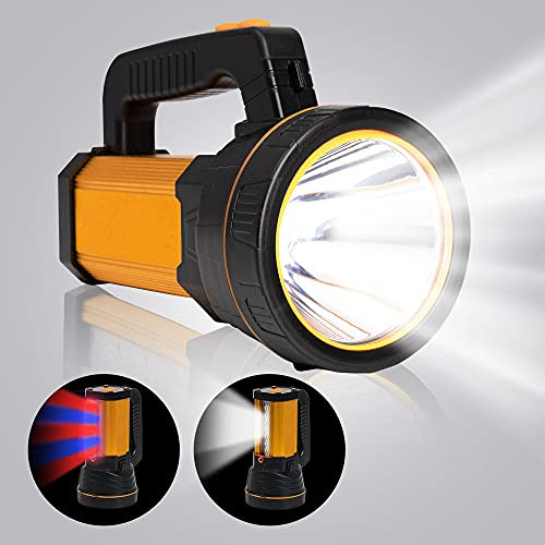 MAYTHANK Torcia LED Potente Professionale USB C Ricaricabile,Lanterna/10000Lumen/Grande batterie Lunga durata/lunga distanza/Tracolla /IPX4 Impermeabile,Torcia Elettriche grossa Flashlight Potenza