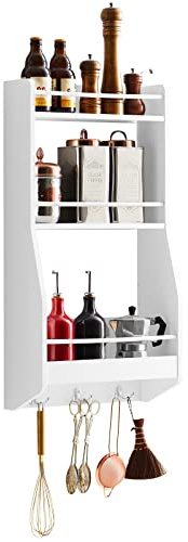 SoBuy KCR12-W Wandregal Hängeregal Badregal Gewürzregal Küchenregal Wand weiß BHT ca.: 38x75x17cm