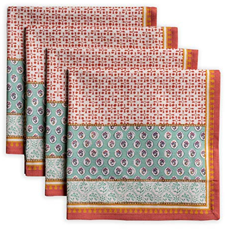 Maison d' Hermine Stoffserviette 100% Baumwolle (45cm x 45cm) dekorative waschbare Servietten Ostern Tischserviette für Essen, Küche, Partys und Camping, Provence – Frühling/Sommer (4er-Set)