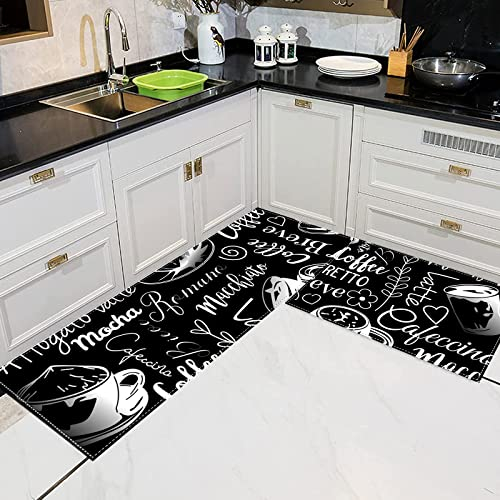 küchenläufer Waschbar rutschfest,Teppich Küche Waschbar Küchenteppich Läufer mit Rückseite aus Naturkautschuk,40 x 120 cm und 40 x 60 cm Fußmatte Set. (YZH)