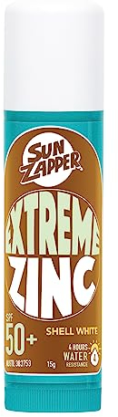 Sun Zapper Extreme Zinc Stick - White Colour Sunblock Stick for Face SPF50+ Zinc Oxide Mineral Sunscreen Made in Australia