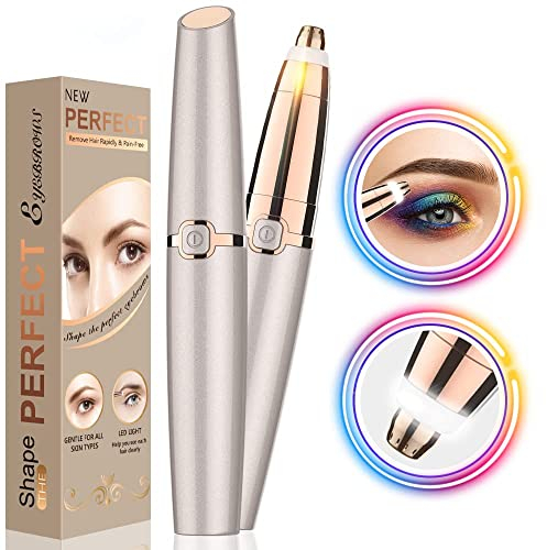 Eyebrow Trimmer Women,Electric Eyebrow Trimmer Women with 5 Working Modes and 4 Replaceable Heads (Gold 2)