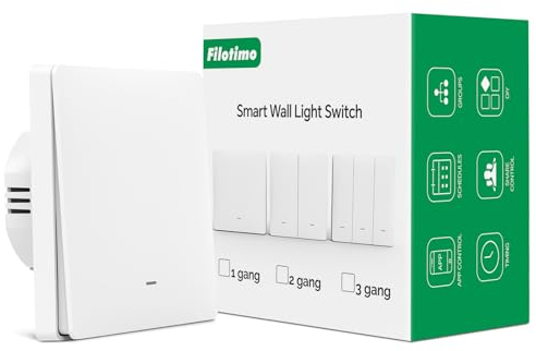 Smart Alexa Lichtschalter,Wlan schalter Funk Wandlichtschalter Touch Lichtschalter,Kompatibel mit Tuya App,Smart life APP,Alexa,Google Home,Fernbedienung Timer Funktion (1 Gang)