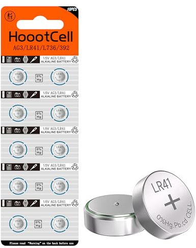 HoootCell LR41 Battery AG3 Button Cell Battery L736f Batteries 392 384 192 SR41 A63 736 G3 1.5V Alkaline Coin Cell for Watch (10 Pack)