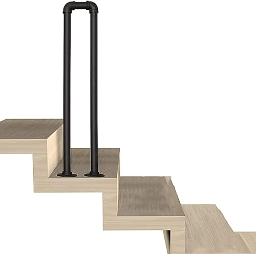 YFSJJ Eisen Treppengeländer U-förmige,Wasserrohr Treppe Geländer Außen,Raumspartreppe Handlauf,Geländer für Villen,Balkone,Flure,Wohnungen(Size:U 35 cm,Color:Schwarz)