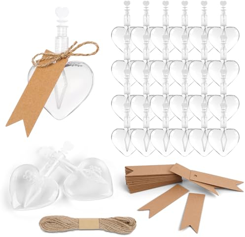 ABSOFINE Seifenblasen Hochzeit,24 Pack Herz Hochzeit Seifenblasen Weiß Gastgeschenke Hochzeit mit Anhänger, Mini seifenblasen Hochzeitsdekoration Herz Ideen
