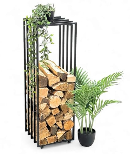 DanDiBo 96609 Étagère à bois de cheminée en métal noir