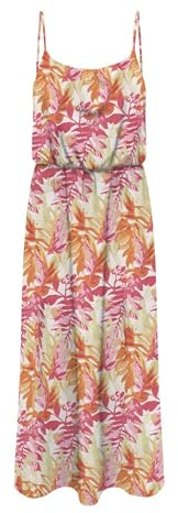 Onlnova Life AOP Robe Maxi à Bretelles, Rouge chiné, 38