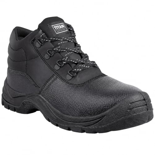 Titan Safety Footwear Argon S3 SRC Chukka Work Boots, Men Womens Steel Toe Cap Boots, Work & Utility Footwear, Water Resistant, Lightweight, Anti-Slip, Construction, Black Safety Boots – Size 10