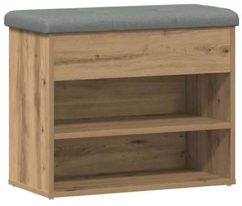 vidaXL Schuhbank Artisan-Eiche 62x32x50 cm Holzwerkstoff, Bank, Aufbewahrungsbank, Flurbank mit Stauraum, Flurbank, Dielenbank, Sitzbank