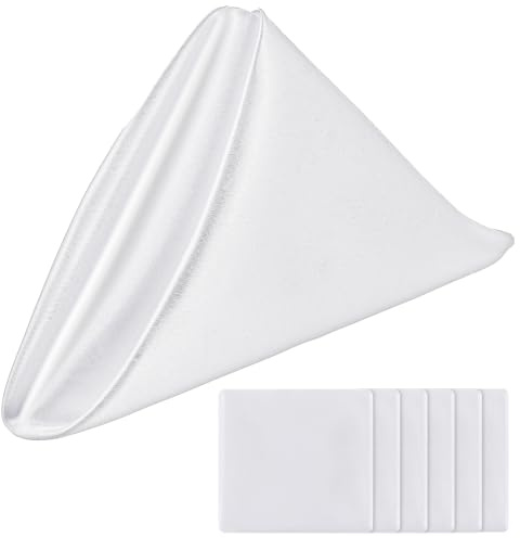 Qianyu Lot de 6 serviettes en damas 43 x 43 cm, serviettes en tissu soyeuses et douces, résistantes à la déchirure, lavables, de haute qualité pour mariages, banquets et fêtes (Blanc)