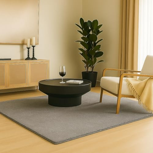 VOUNOT ® Tapis de Salon Moderne Ultra Doux Tapis à Poils Ras Lavable en Machine avec Un sous-Tapis antidérapant fourni pour Le Salon la Chambre ou la terrasse 140x200cm Gris