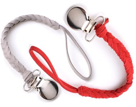 JIEYUCHU Schnullerketten 2pcs, Baby Schnullerkettenclips, Cup Catcher Baby, Geflochtene Schnullerkette, Schnullerband für Mädchen und Jungen