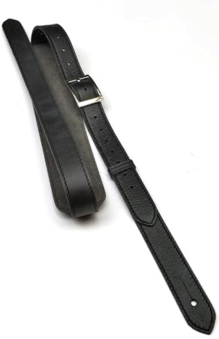 Custom Style Tracolla Chitarra Basso Vintage in Pelle 3cm con Spallino T330Y (nero)
