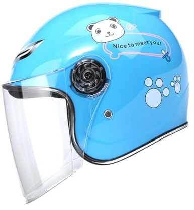 FUNOMOCYA Casque Garçon Fille Vélo et Skate Motif Cartoon Casque Intégral Léger avec Large Visière Transparente Protection Complète pour Garçons et Filles Extérieur Couleur Bleu Ciel