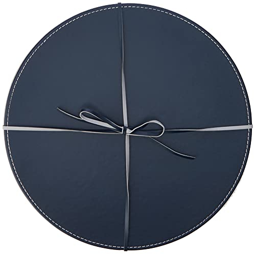 CREATIVE TOPS Manteles Individuales Redondos de Piel sintética, 29 cm, 4 Unidades, Color Gris y Negro