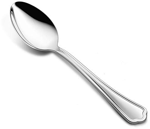Teaspoon Set of 12, E-far 6.7 Inch Stainless Steel Spoons for Kitchen or Restaurant, Non-toxic & Mirror Polished, Scalloped Edge & Dishwasher Safe