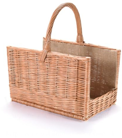 Wiklinowy Świat - Panier en osier - Panier à bûches de cheminée - Panier à pommes de terre - Panier à fruits - Panier de remplissage - Panier de jardin - Panier à anse en osier pour les courses