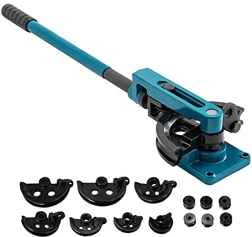 VEVOR Dobladora de Tubos Universal, Dobladora de Tubos, Dobladora de Tubos Acero, Dobladora Manual de Acero al Carbono, Dobladora de Tubos Manual, con 7 Dados, Diámetro de Tubería de 10 mm-25 mm