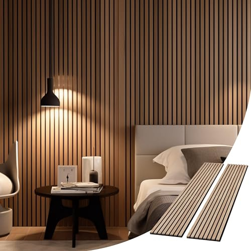 WVH Slatpanel Oak Natural Core– Acoustic 3D Textured Wood Panels for Walls & Ceilings | Decorative Panels for Homes, Offices & Studios | 2 x-94.49” x 12.6” | Real wood veneer, MDF, Felt