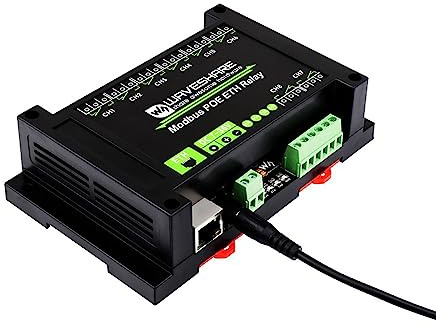 Coolwell Module de relais Ethernet 8 Ch avec communication de port PoE Modbus RTU/Modbus TCP Protocol Cover avec boîtier de montage sur rail de qualité industrielle