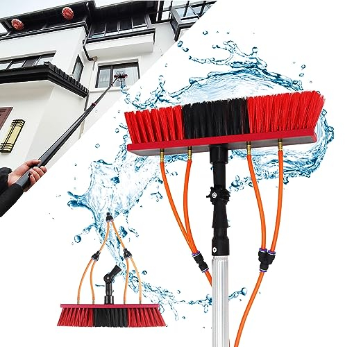 Witriolik Teleskopstange wasserführend, 15m Teleskopstange Aluminium mit 55cm Bürste, Universal Waschbürste, Fensterreiniger PV Anlage Reinigungsgerät Freie Verbindung mit 20m Schlauch