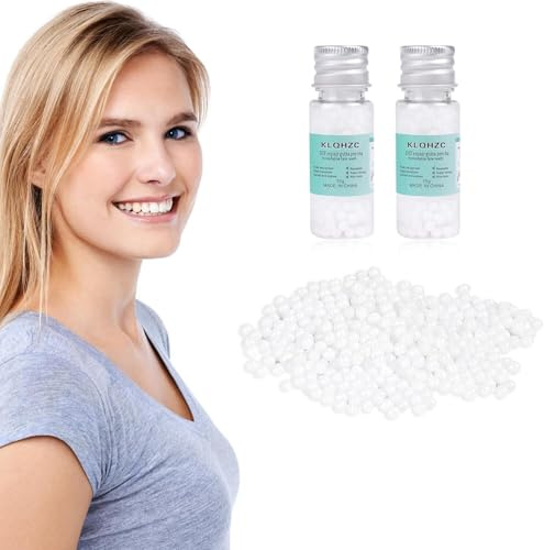 ACWOO Provisorisk tandreparation, tandreparationslim, värmepärlor för fyllning fixera saknade och trasiga tänder eller limning protesens konstgjorda tänder (2 st c-15 ml)