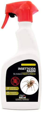 AGRI-CULTURA® - Insetticida Ragni Pronto Uso 500 ML【Azione Rapida】| Repellente Ragni previene la formazione di ragnatele | Elimina i ragni | Insetticida Per Ambienti Interni ed Esterni.