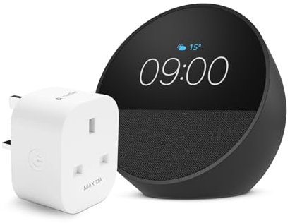 Echo Spot | Black + Meross Smart Plug, Works with Alexa - Smart Home Starter Kit