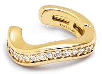 SINGULARU - Pendiente Suelto Ear Cuff Hailey. Latón con acabado en Baño de Oro de 18 Kt. Abierto con Detalles en Circonitas. Sin Cierre. Joyas para Mujer