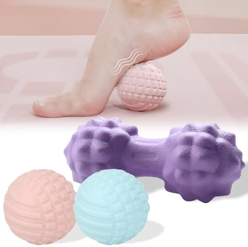 UZSUZZ 3 Stück Faszienball Set Massagebälle Faszienball(2 Einzelball +1Doppelball) für Reflexzonen, Anti-Stress, Plantarfasziitis Entspannung Schmerzlinderung, für Beine, Füße, Hände und Rücken