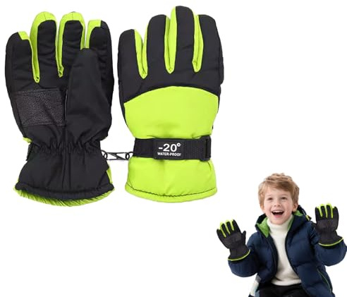 Vernerth Kids Ski Gloves – Waterproof Winter Thermal Gloves with Warm Fleece Lining, Non-Slip Snowboard Mittens, Adjustable Cuff Ski Glove for Cold Weather Outdoor Sports Boys & Girls 7-12 Years, M