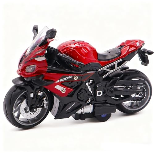 PyrrlicToy Adult Motorbike Toy Highly Simulation Motorbike Model Alloy Motorcycle Pull-Back Vehicle Model for Boys and Girls Birthday Christmas Party Supplies, Red Black