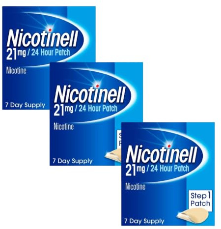 Nicotinell Nicotine 21mg Step 1 Patch (3 x 7 Days Pack), Nicotine Patches, Stop Smoking Aid, 24h Craving Control, Quit Smoking Aid