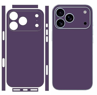 2 Pack Protective Film Compatible with iPhone 17 Pro Max, Skin Wrap Full Vinyl Decal Solid Color Sticker Cover for Phone Back, Border, Camera (Deep Purple)