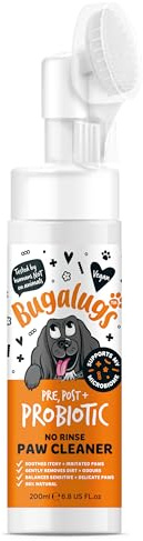 Bugalugs Probiotics for Dogs Natural No Rinse Paw Cleaner with Pumpkin Powder for dogs – Soothes Itchy & Irritated Paws, Supports Microbiome, Itchy Skin & Paws (Probiotic Paw Cleaner)