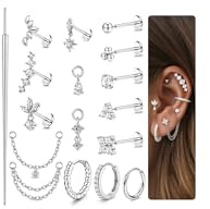 MILACOLATO 16G/18G/20G Helix Piercing Örhängen Utan Tråd Örhänge Rostfritt Stål Kvinnor Push Smycken Piercing Näsa Öra Tragus Läpp Hypoallergeniska Öronörhängen Cartilake Ear